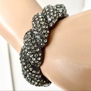Pave Gunmetal Hinge Scallop Bangle Hinge Bracelet